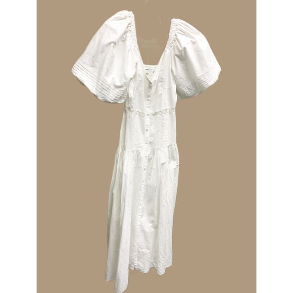 ASOS Design Puff Sleeve Midi Dress Low Neck Laced Dress Size 6 - Picture 4 of 9